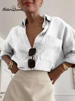 Women's Long Sleeve Cotton and Linen Shirt