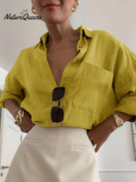 Women's Long Sleeve Cotton and Linen Shirt