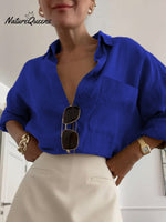 Women's Long Sleeve Cotton and Linen Shirt