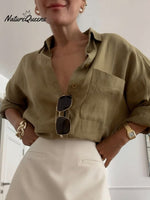 Women's Long Sleeve Cotton and Linen Shirt