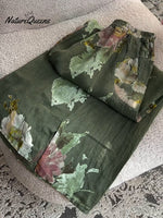 Women's Vintage Floral Print Casual Cotton and Linen Pants