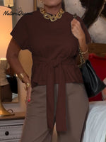 Women's Casual Lace-Up Cotton T-Shirt