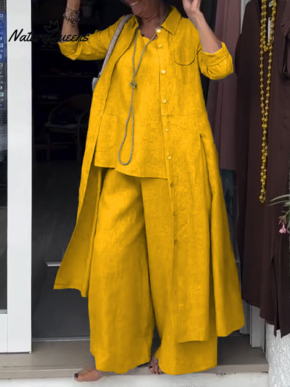 Women's Casual Cotton and Linen Long-sleeved Shirt