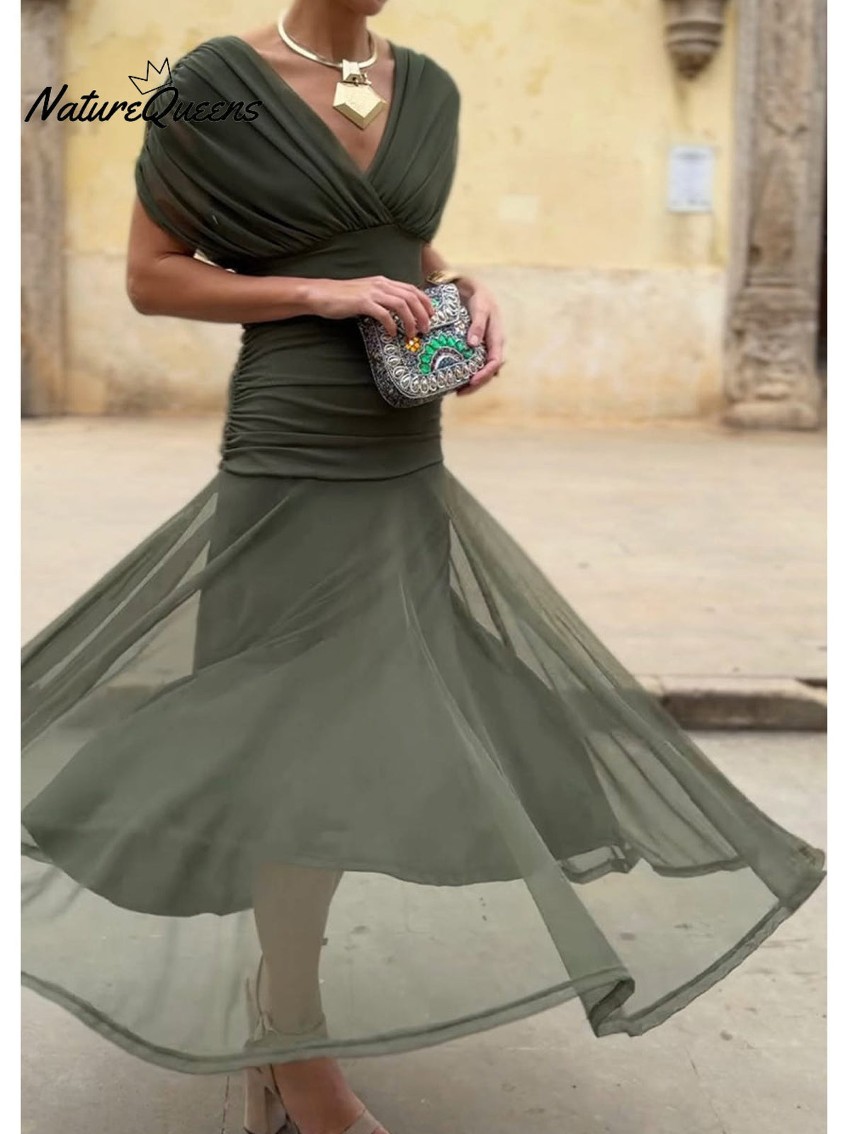 🔥Limited time promotion Women's Elegant Mesh Boutonniere Dress