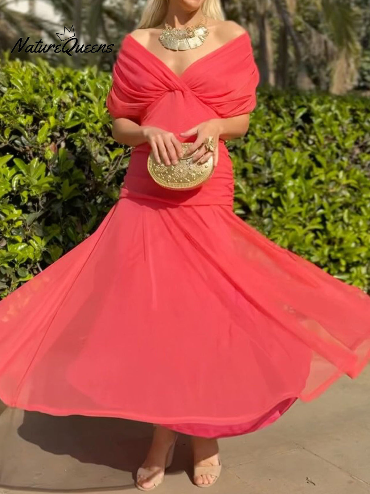 🔥Limited time promotion Women's Elegant Mesh Boutonniere Dress