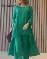 Cotton Linen Casual Suit Green / S