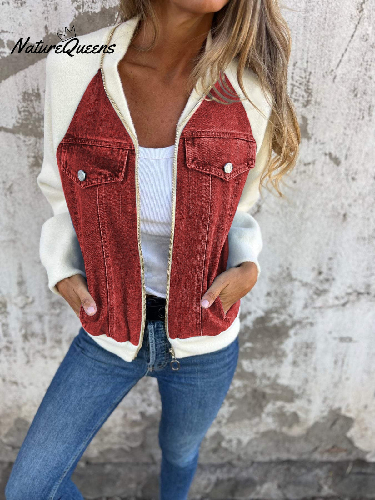 Casual V-neck Zipper Jacket