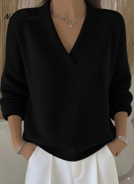 Women's Casual Solid Color V-neck Sweater Top