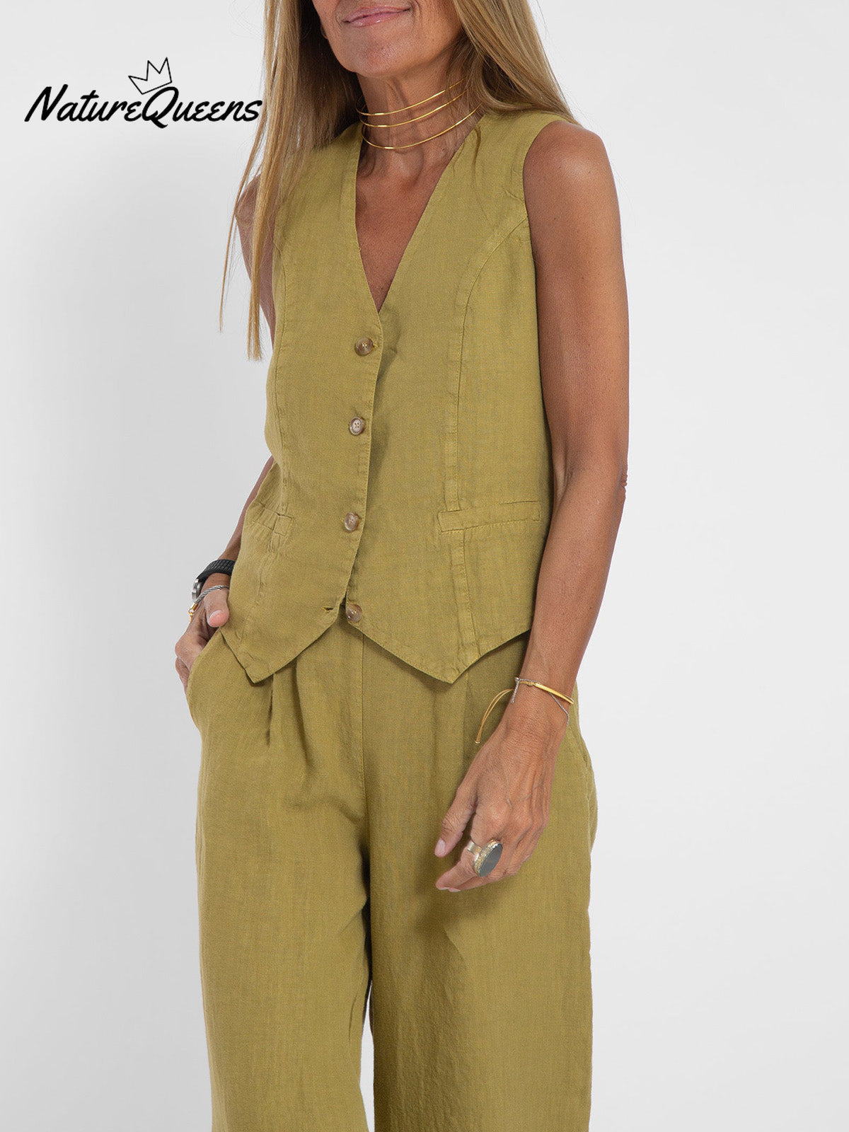 Vest & Pants Cotton Leisure Suit