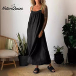 Women's Simple Cotton Linen Sling Dress🔥