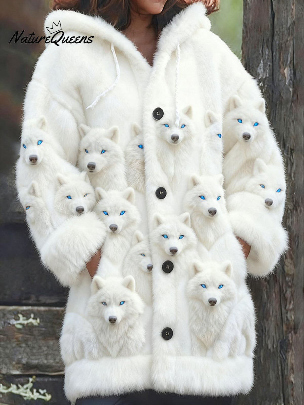 Women's Retro Viking Wolf Pattern Warm Cardigan