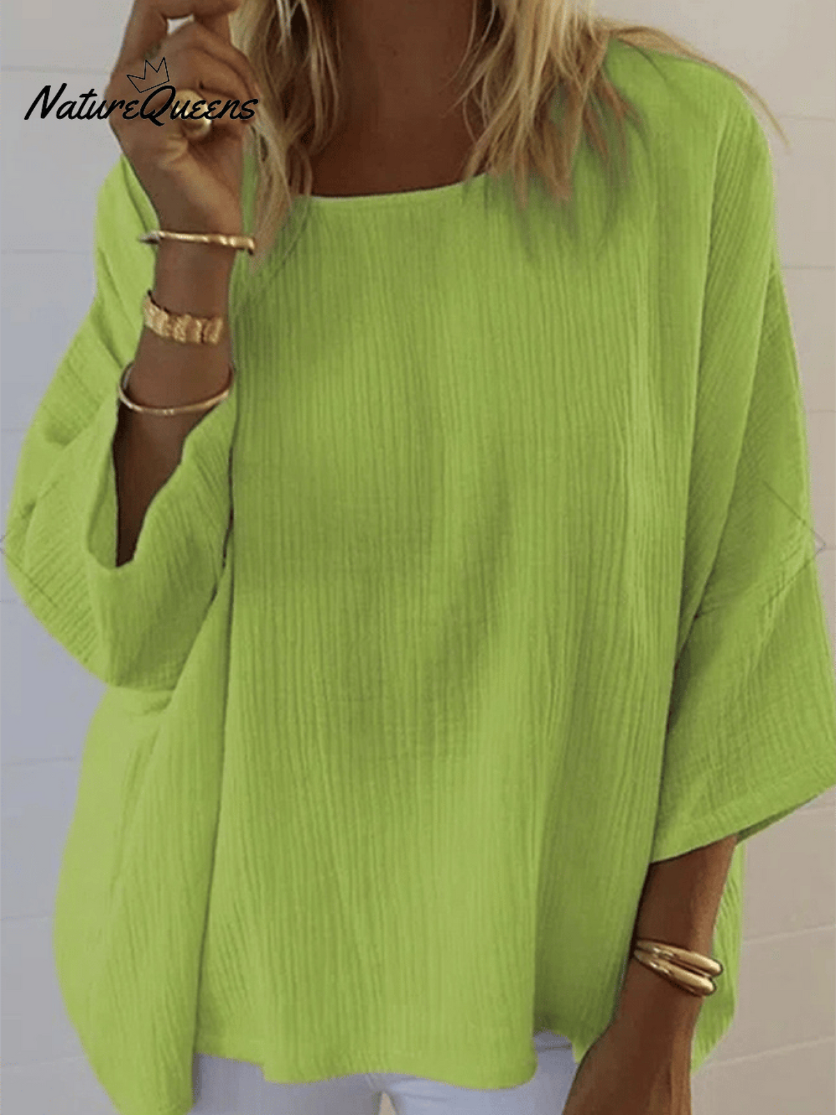 Women's Casual Loose Round Neck Solid Color Simple Long Sleeve Shirt