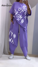 Casual Crew Neck Printed Two Piece Suit