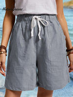 Women’s Pure Color Cotton Casual Shorts Grey / S