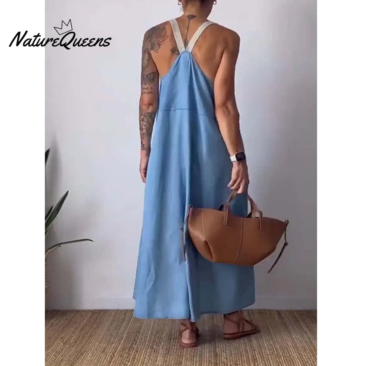 Women's Simple Cotton Linen Sling Dress🔥