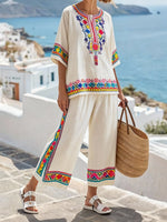Women's Casual Loose Striped Pants Set