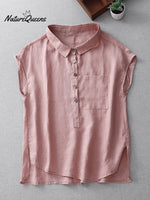 Ladies Casual Sleeveless Shirt With Lapel Button Design