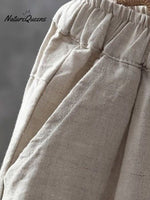 Women's Solid Color Simple Versatile Loose Casual Cotton And Linen Pants