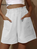 Women’s Pure Color Casual Cotton Shorts White / S