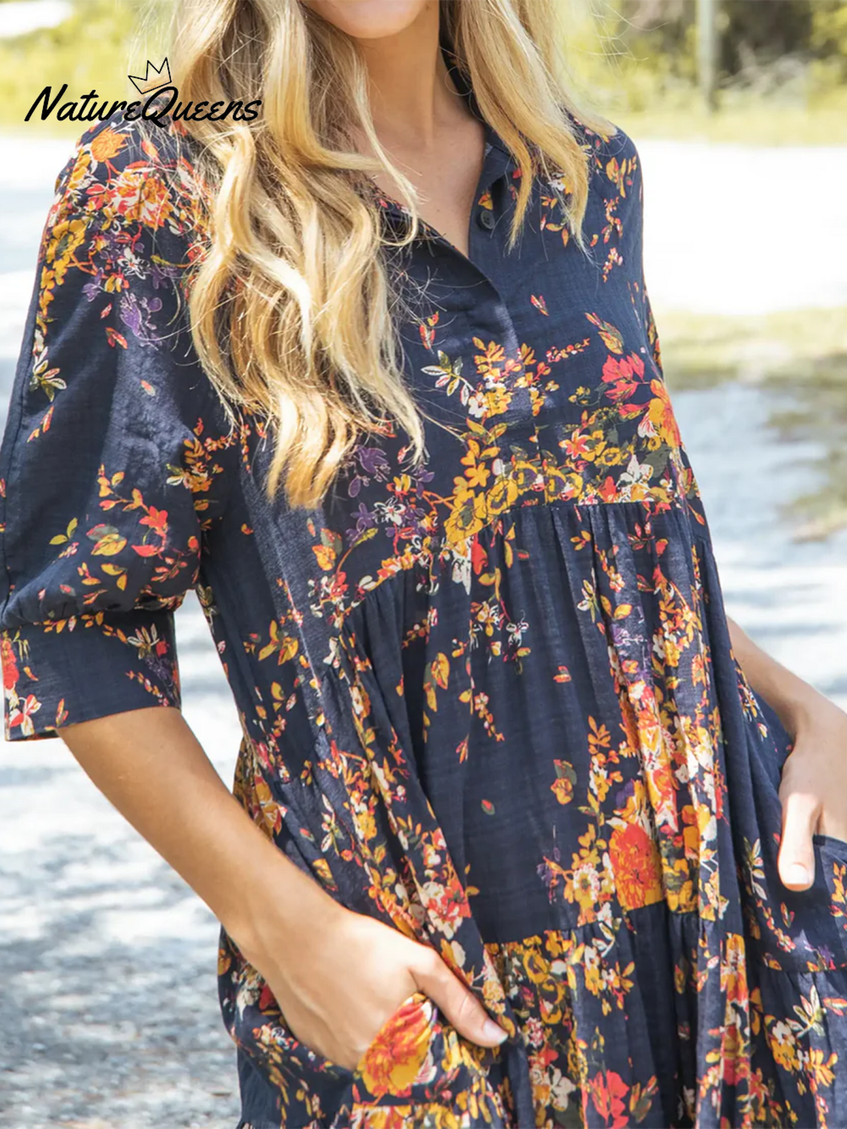 Floral-print Cotton Midi Dress