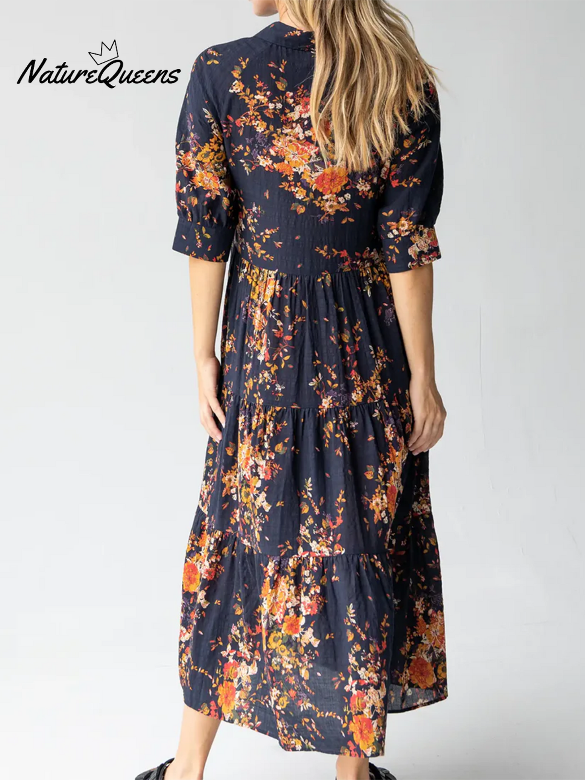 Floral-print Cotton Midi Dress