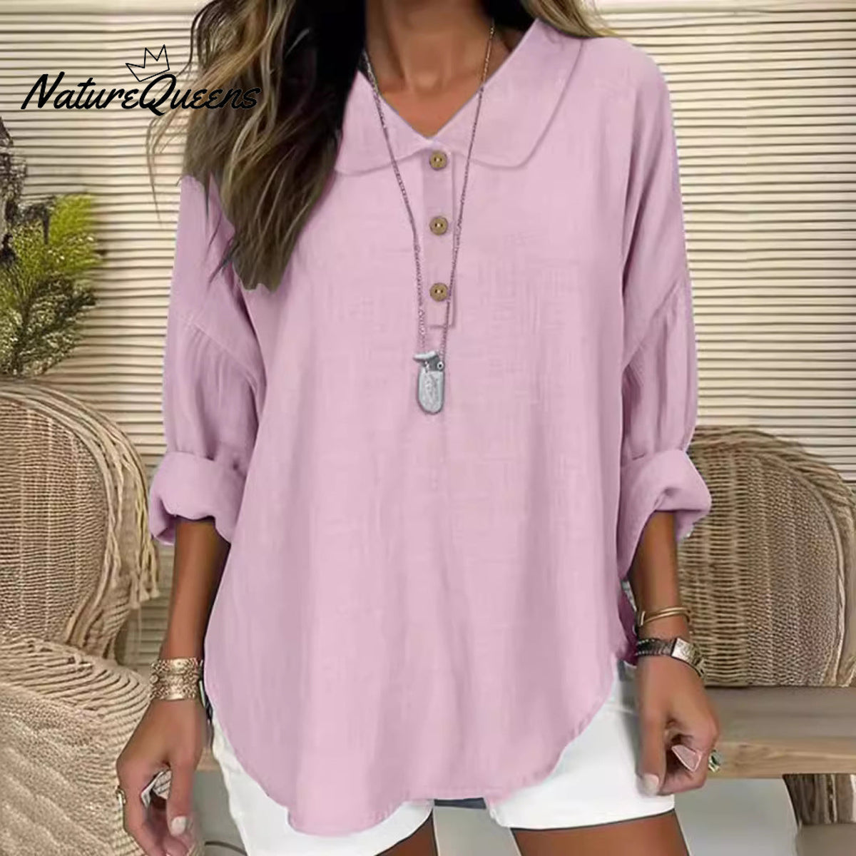 Casual Lapel Button Long Sleeve Shirt Top