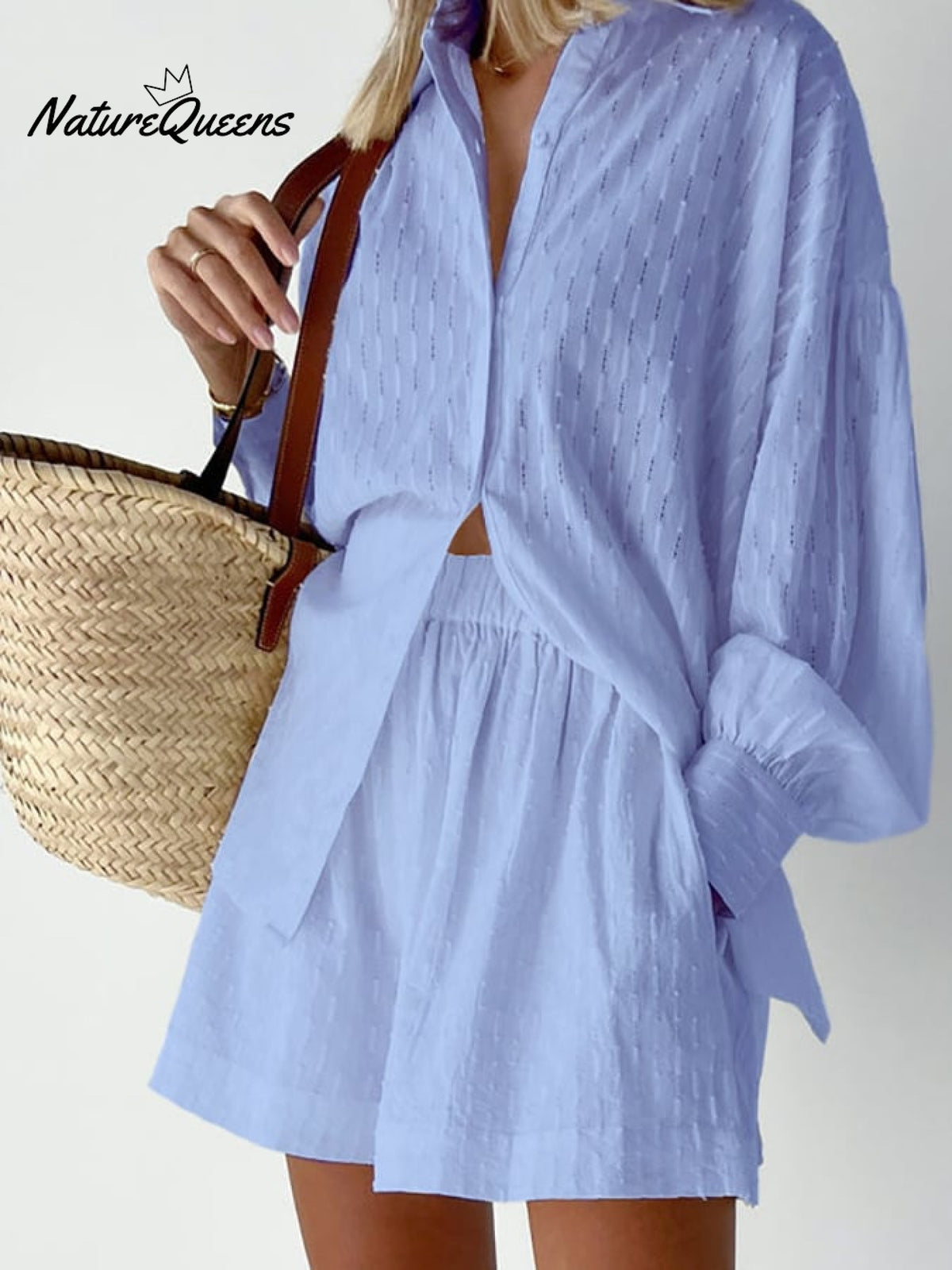 Women's European And American Shirts With Flowers Bubble Sleeve Temperament, Shorts, Shorts, Commute Design Sense