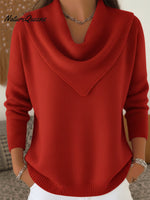 Elegant Retro Soft Triangle Neck Solid Color Sweater Top