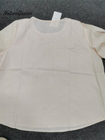 Camisa retro de manga corta con bordado artístico