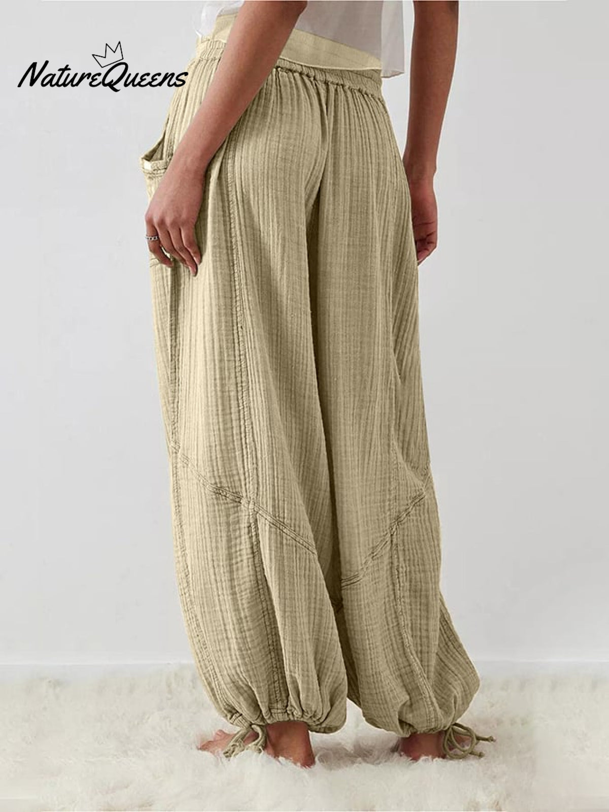 Women's Casual Fashion Solid Color Strap Pocket Wide Leg Pants