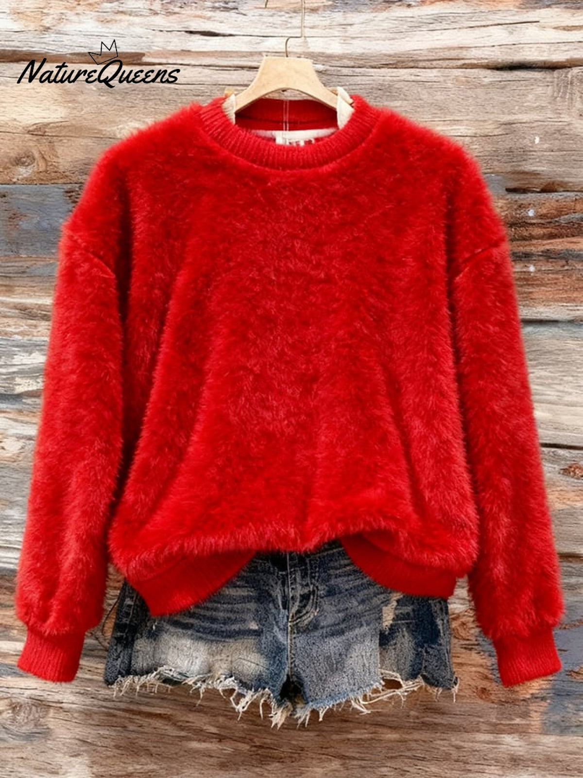 Women's Casual Solid Color Flannel Long Sleeve Sweatshirt