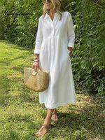 NEW🔥 Long Sleeve Striped Lapel Button Down Dress