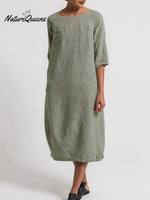 Casual Solid Color Dress Green / S