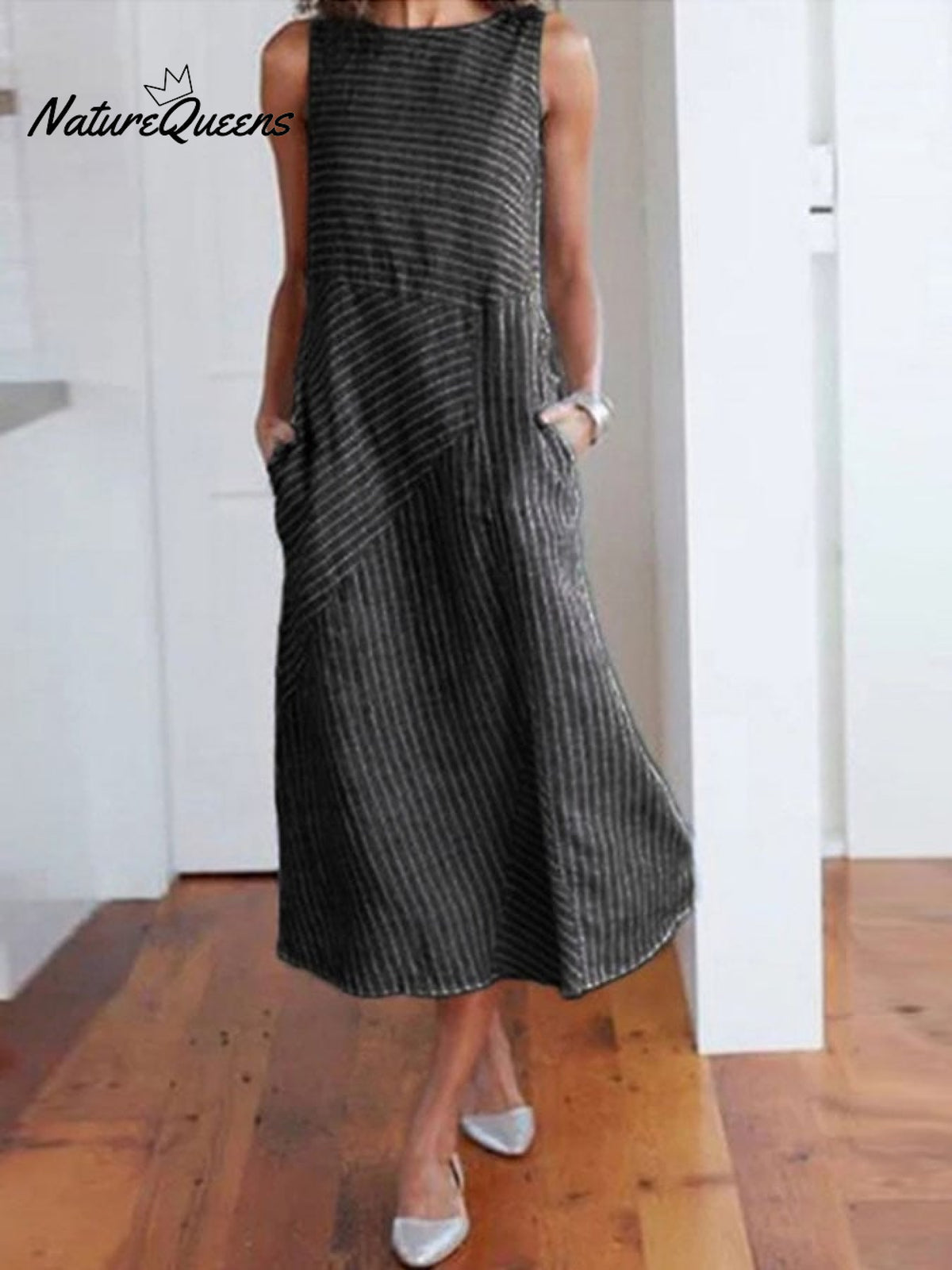 Casual Loose Sleeveless Dress Black / S