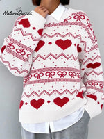 Women's Valentine's Day Heart Pattern Pullover Sweater