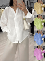 Women's Casual Solid Color Cotton Linen Shirt