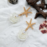 Starfish Imitation Pearl Shell Earrings