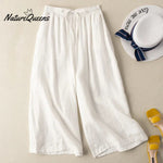 Dropping Cotton And Linen Cropped Wide - Leg Pants White / S