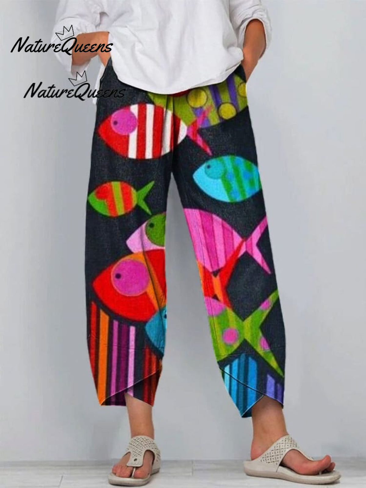 Women's Fish Art Print Casual Cotton Shirt