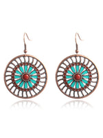 Fashion Round Cutout Flower Earrings