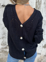 Leaf Knit Reversible Button Sweater