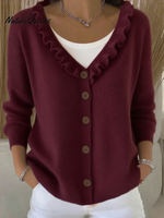 Women's Lace V-Neck Button Knitted Cardigan Sweater