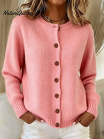 Women's Casual Retro Solid Color Knitted Cardigan