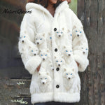 Women's Retro Viking Wolf Pattern Warm Cardigan