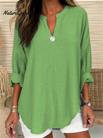 Women’s Retro Casual V - Neck Solid Color One - Button Top Green / S