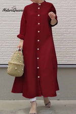 Street Solid Mandarin Collar Shirt Dress Dresses