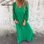 🔥Hot Sale 50% OFF🔥V-neck Solid Color Lantern Sleeve Dress