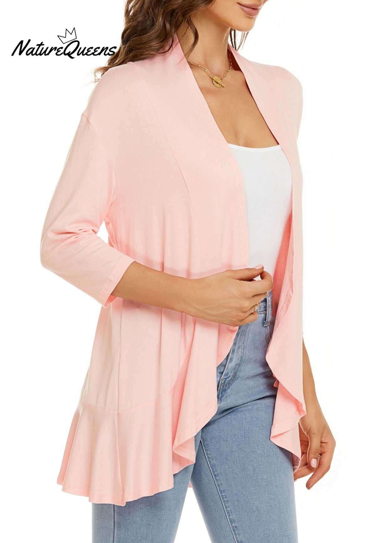 Women’s Casual Lightweight Open Front Cardigans Pink / S (Uk6 - 8)