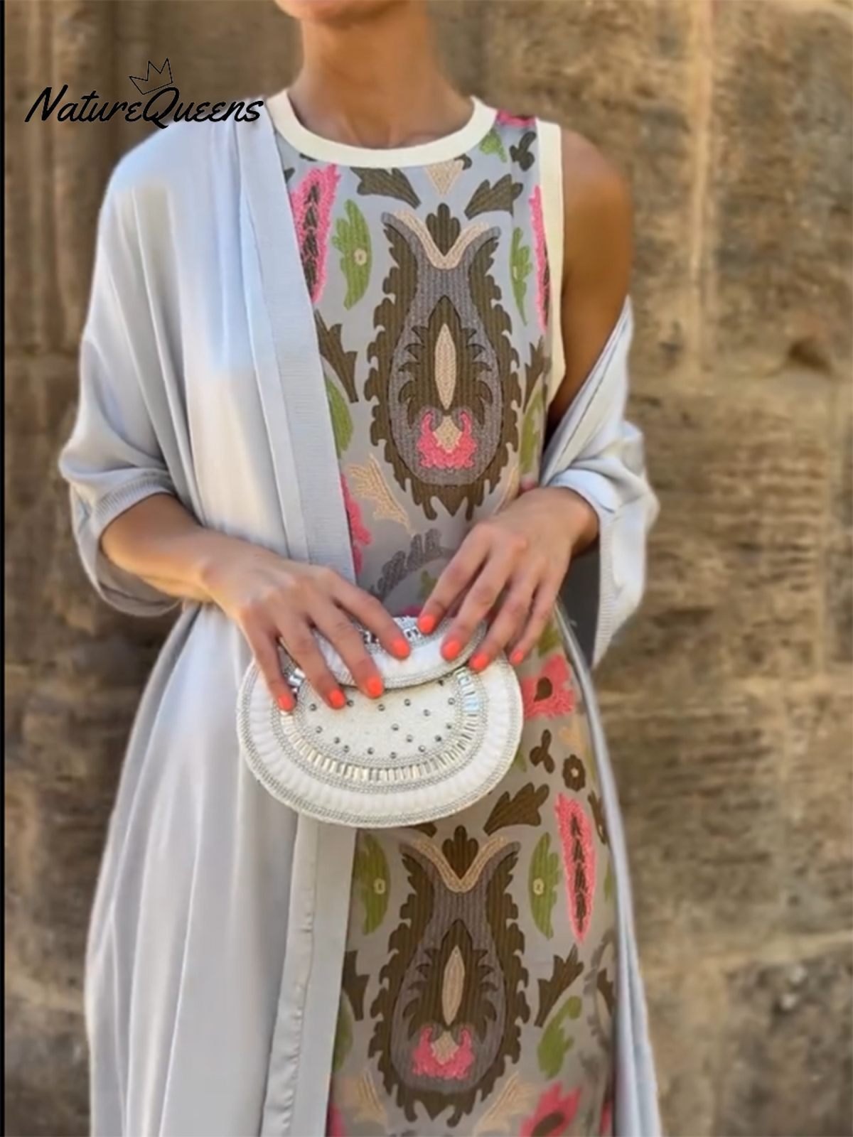 Women's Printed Satin Cardigan Dress Two-Piece Set