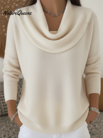 Women's Soft and Elegant Solid Color Ruffled Collar Sweater Top